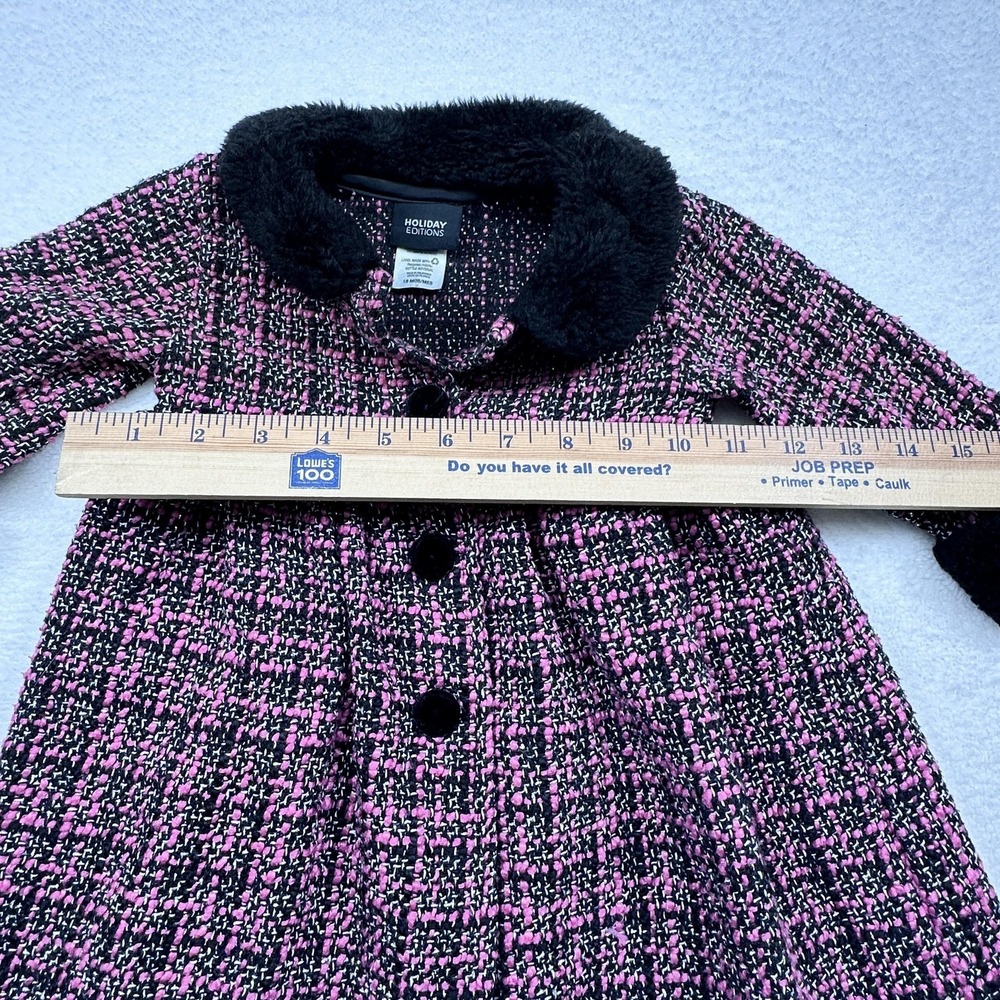 Holiday Editions Coat Girls 12-18 Months Pink Tweed‎ Faux Fur Holiday Dressy - Picture 4 of 6
